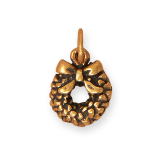 Silver or Gold Wreath Charm