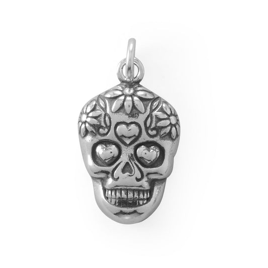 Oxidized Sugar Skull Charm