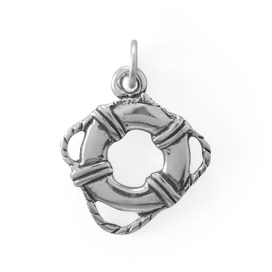 Oxidized 3D Ahoy Matey! Life Buoy Charm