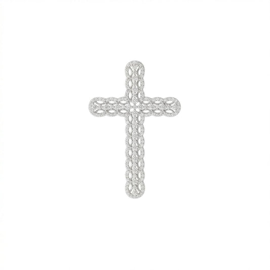 Rhodium Plated Ornate CZ Cross Slide