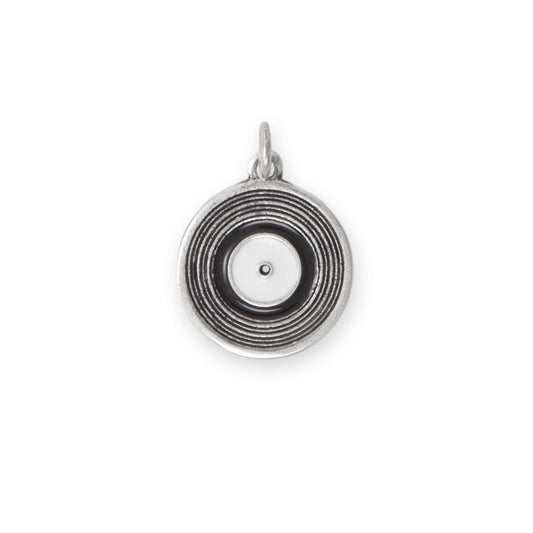 Vinyl Record Album Charm with Black and White Epoxy Accent