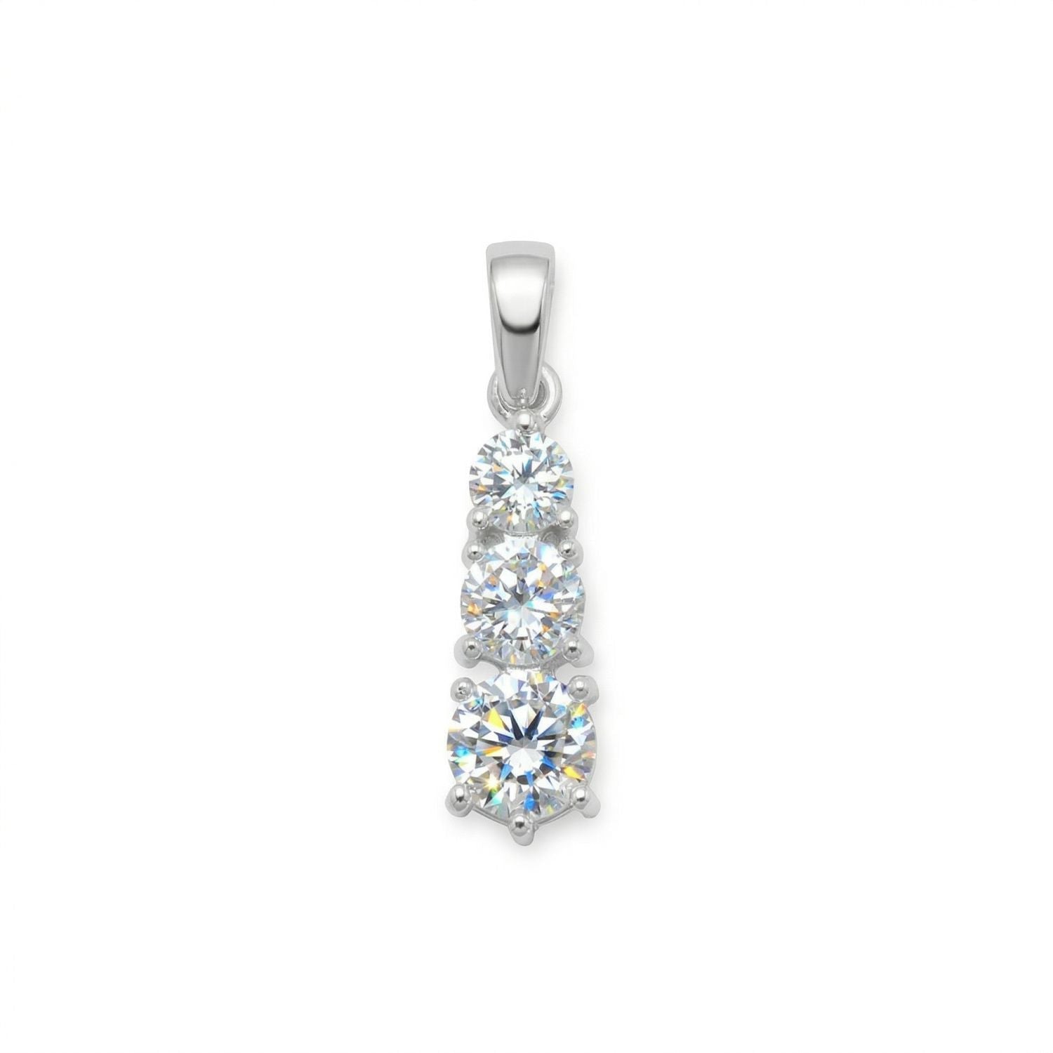 Graduated Three CZ Drop Pendant