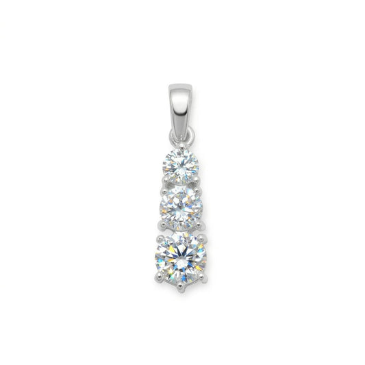 Graduated Three CZ Drop Pendant