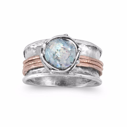 Two Tone Roman Glass Spinner Ring