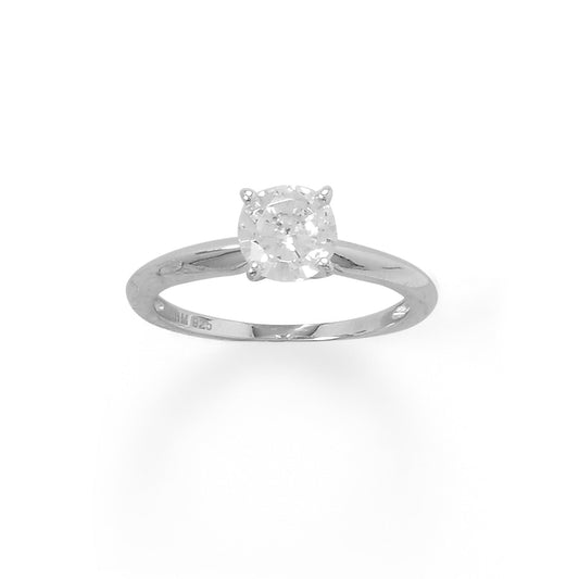 Rhodium Plated Solitaire 6mm CZ Ring