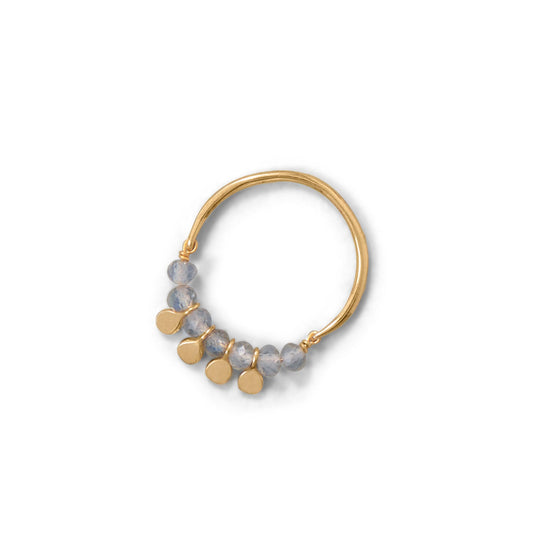 14 Karat Gold Plated Labradorite Bead and Disc Ring