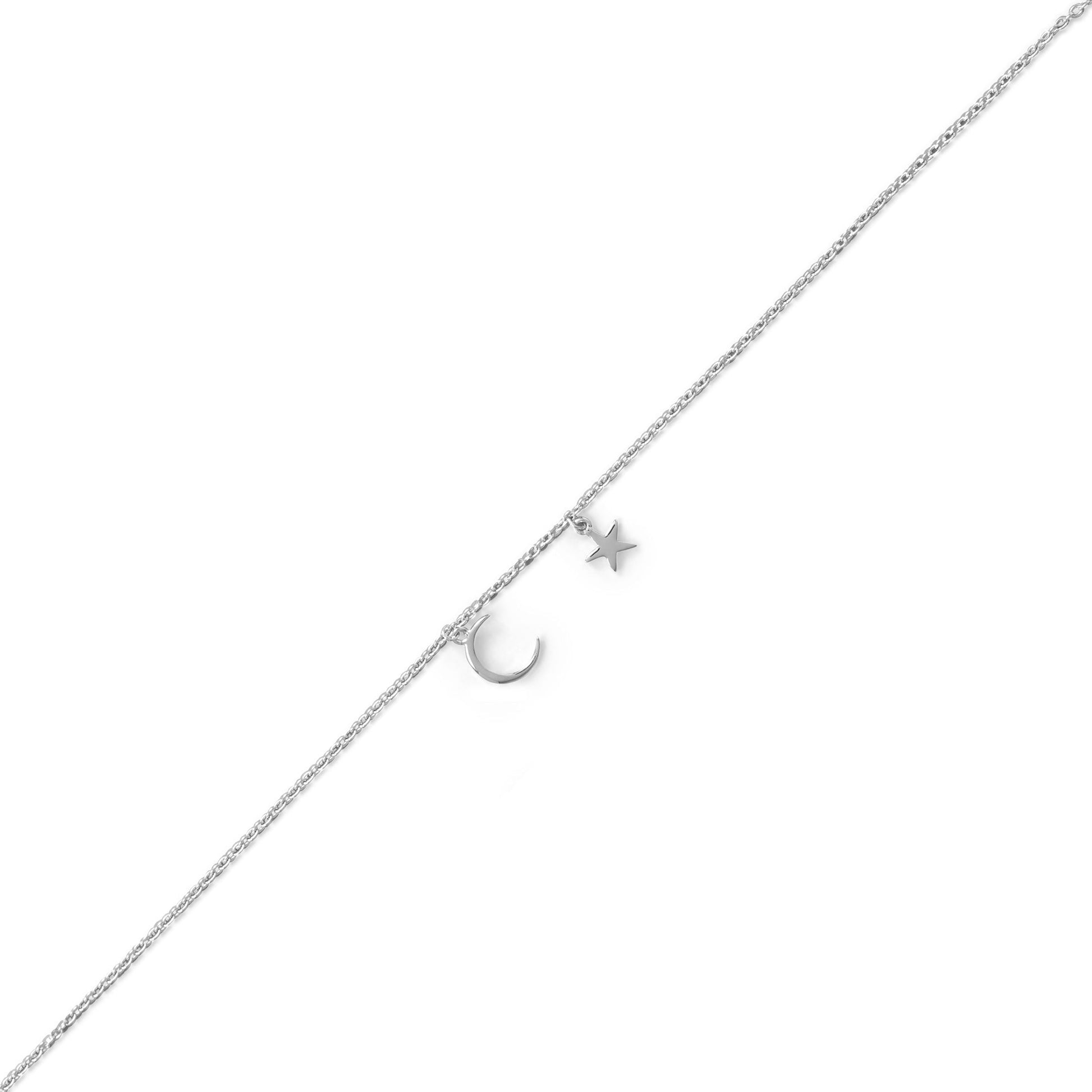 Rhodium Plated "My Moon and Stars" Anklet