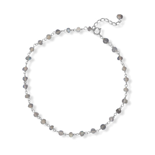 Luminous Labradorite! 9.5" + 1" Labradorite Bead Anklet