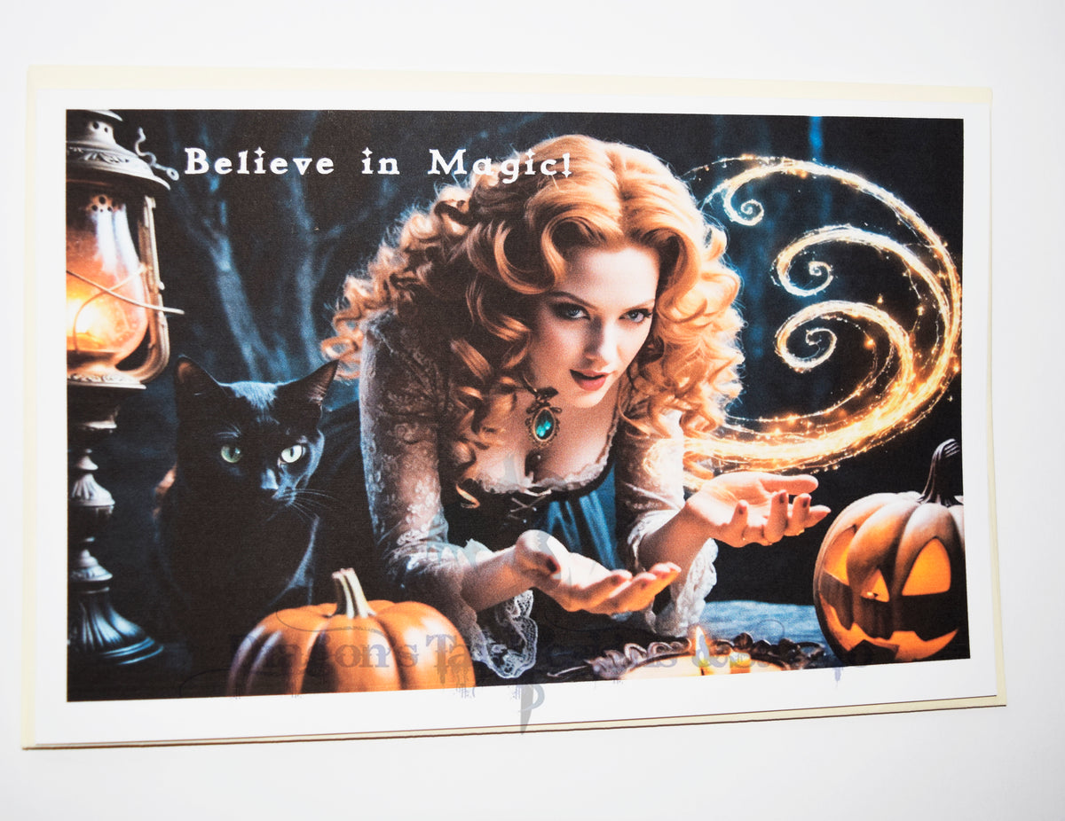 Believe in Magic, Handcrafted All Occasion Greeting Card, blank inside.