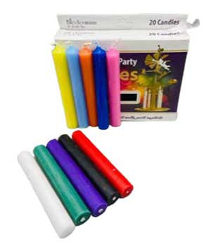 4-Inch by 0.5-Inch Assorted Chime Candles - Pack of 20 Mixed Colors