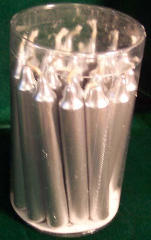 4-Inch Silver Chime Candle, 1/2-Inch Diameter - Single Taper Candle