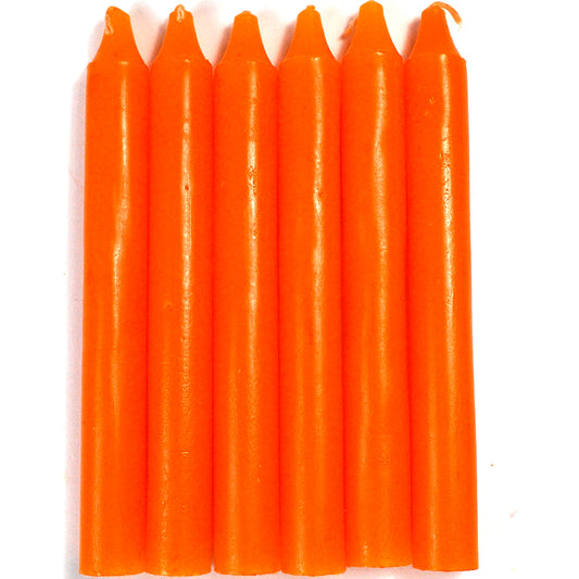 (set of 6) Orange 6" household candle