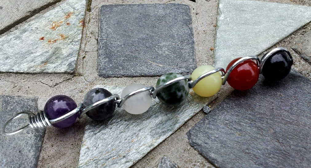 Handcrafted 7 Chakra Gemstone Drop Pendant Necklace
