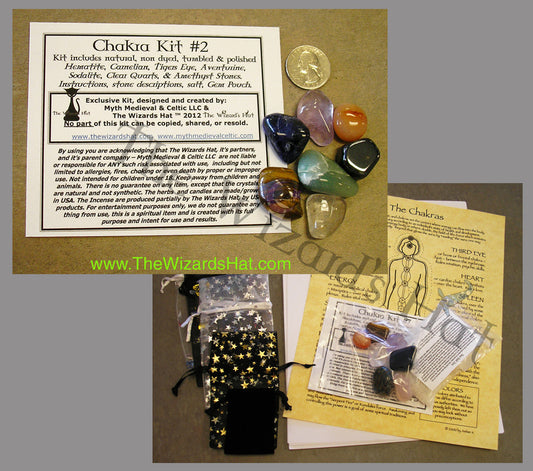 Complete 7 Chakra Healing Crystal and Stone Kit with Carrying Pouch