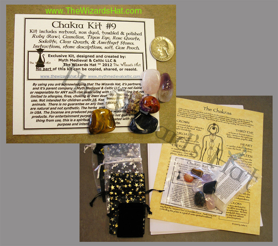 Complete 7 Chakra Healing Crystal and Stone Kit - Set #9