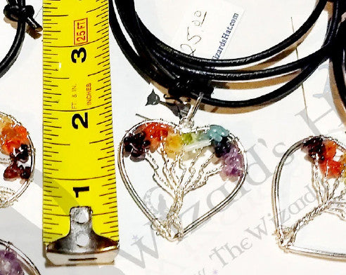 Yggdrasil Tree of Life Heart Necklace with 7 Chakra Healing Stones