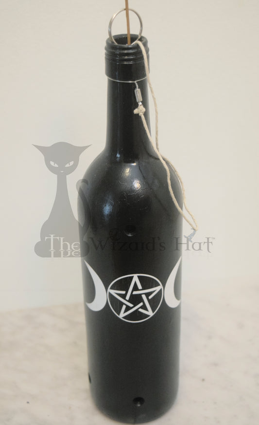 Triple Goddess Pagan Series Smoking Incense Burner Bottle - Black & White Hand-Painted