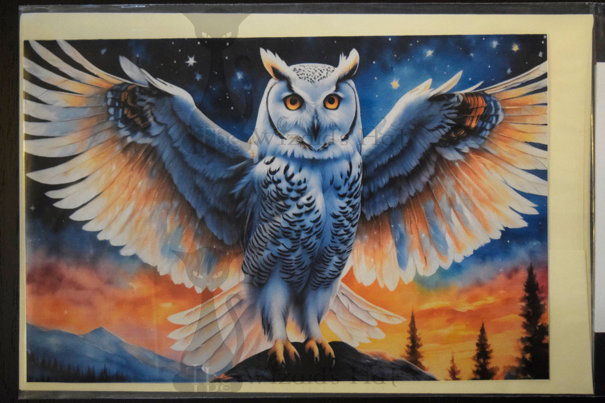 Great Owl, Handcrafted All Occasion Greeting Card, blank inside.