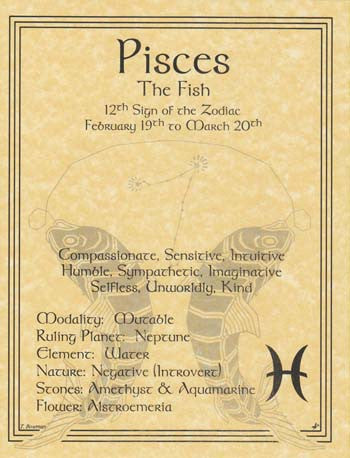 Pisces Zodiac Sign Minimalist Art Poster