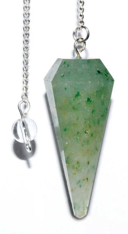 Natural Green Aventurine 6-Sided Dowsing Pendulum with Ball Tip