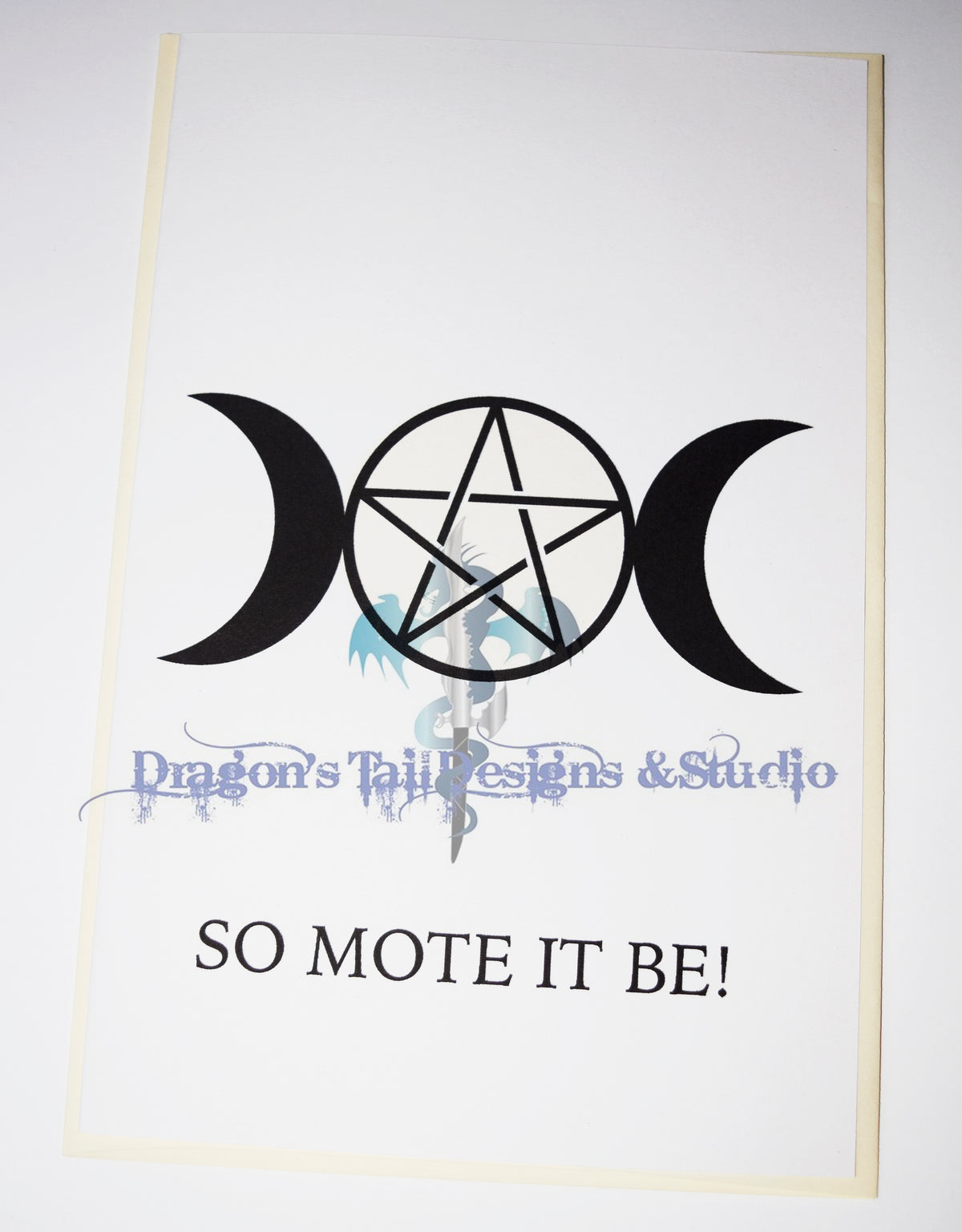 Triple Moon / Goddess Wiccan Pentacle, Handcrafted All Occasion Greeting Card