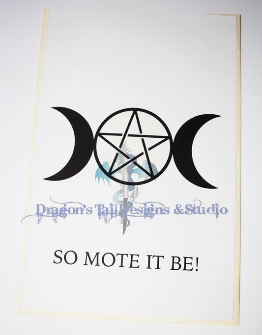 Triple Moon / Goddess Wiccan Pentacle, Handcrafted All Occasion Greeting Card