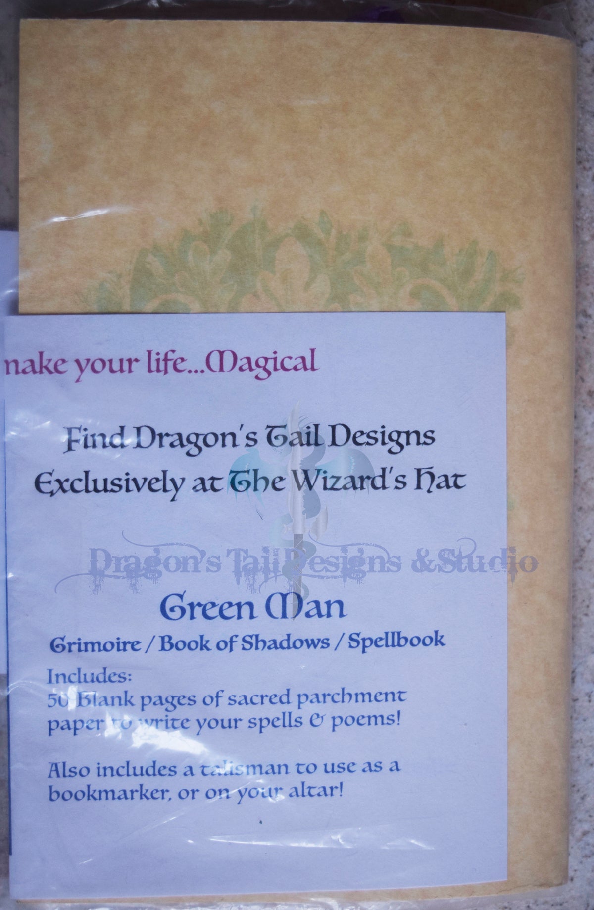 GreenMan Grimoire: Handcrafted 50 page Book of Shadows and Parchment Spellbook