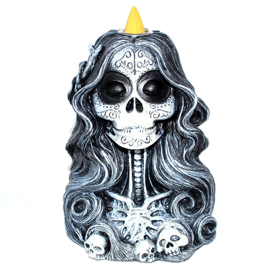 6" Santa Muerte back flow incense burner