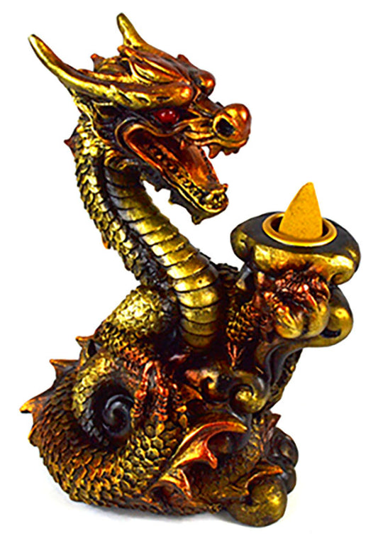 6" Copper Dragon back flow incense burner