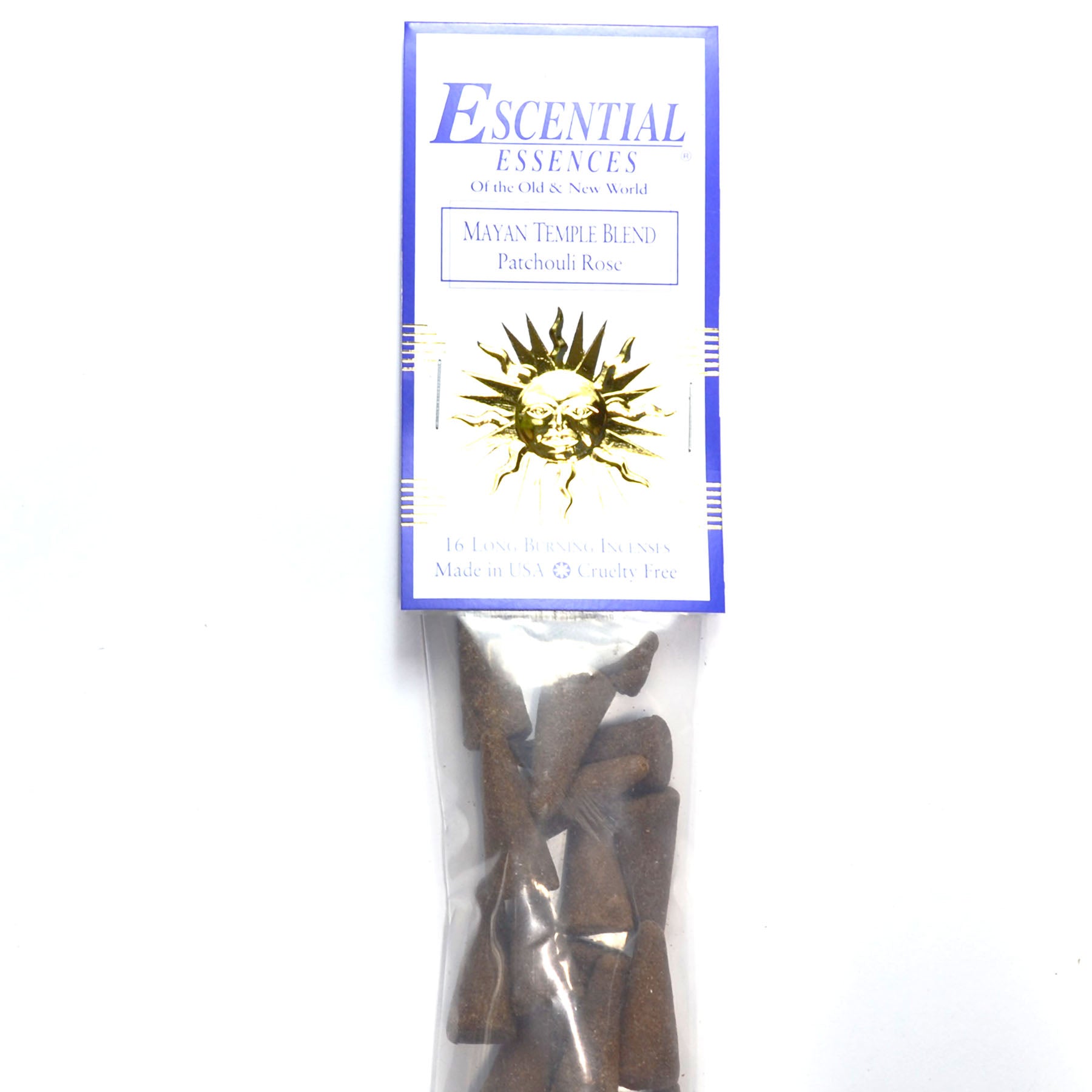 16/pk Mayan Temple escential essences incense cones