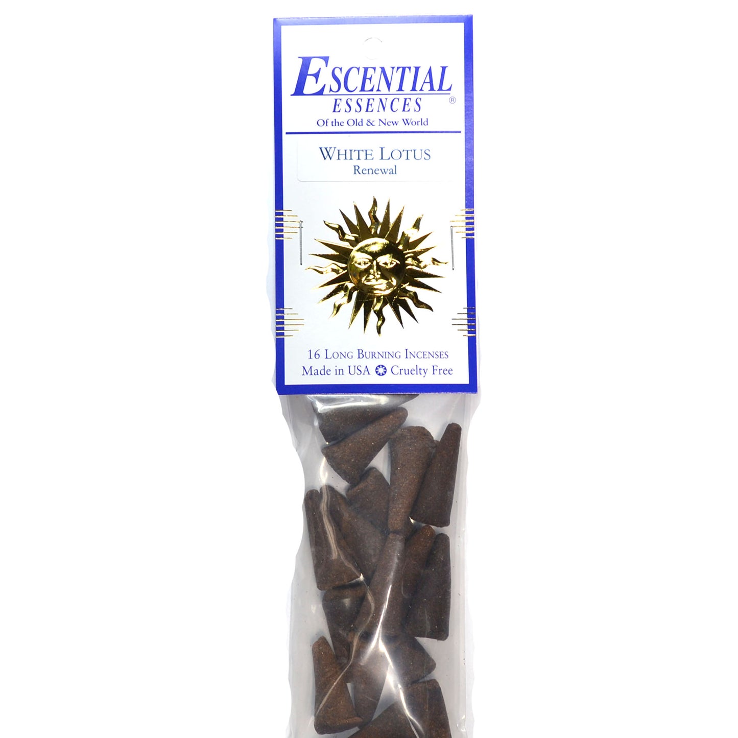 16/pk White Lotus escential essences incense cones