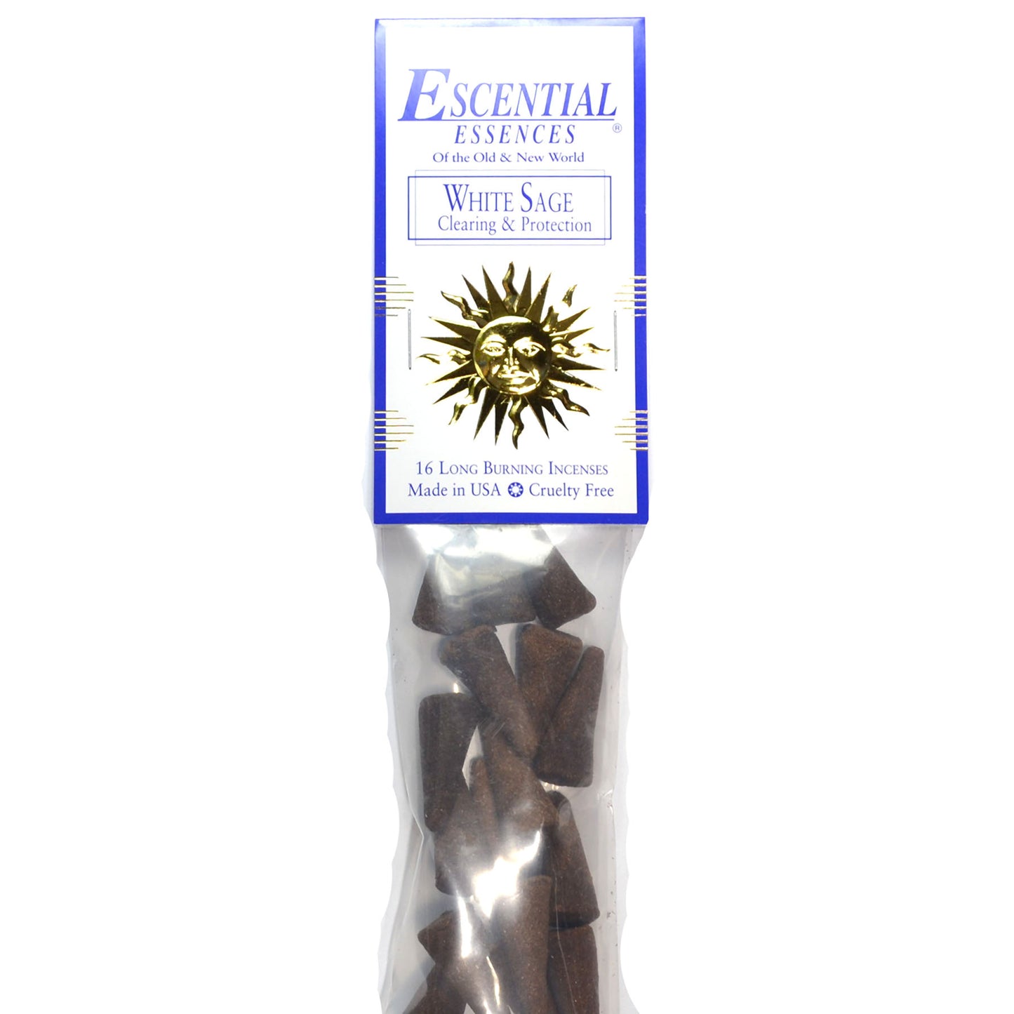 16/pk White Sage escential essences incense cones