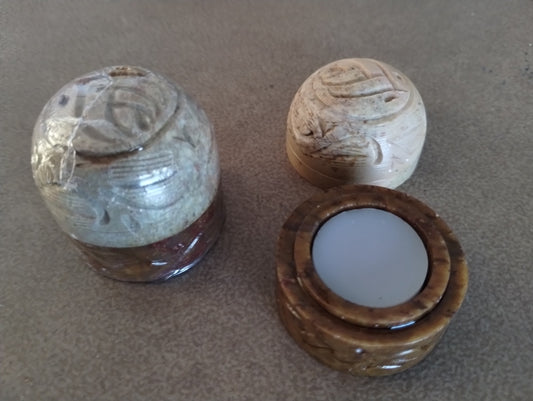 Artisanal Lavender Solid Perfume in Hand-Carved Sandstone Jar
