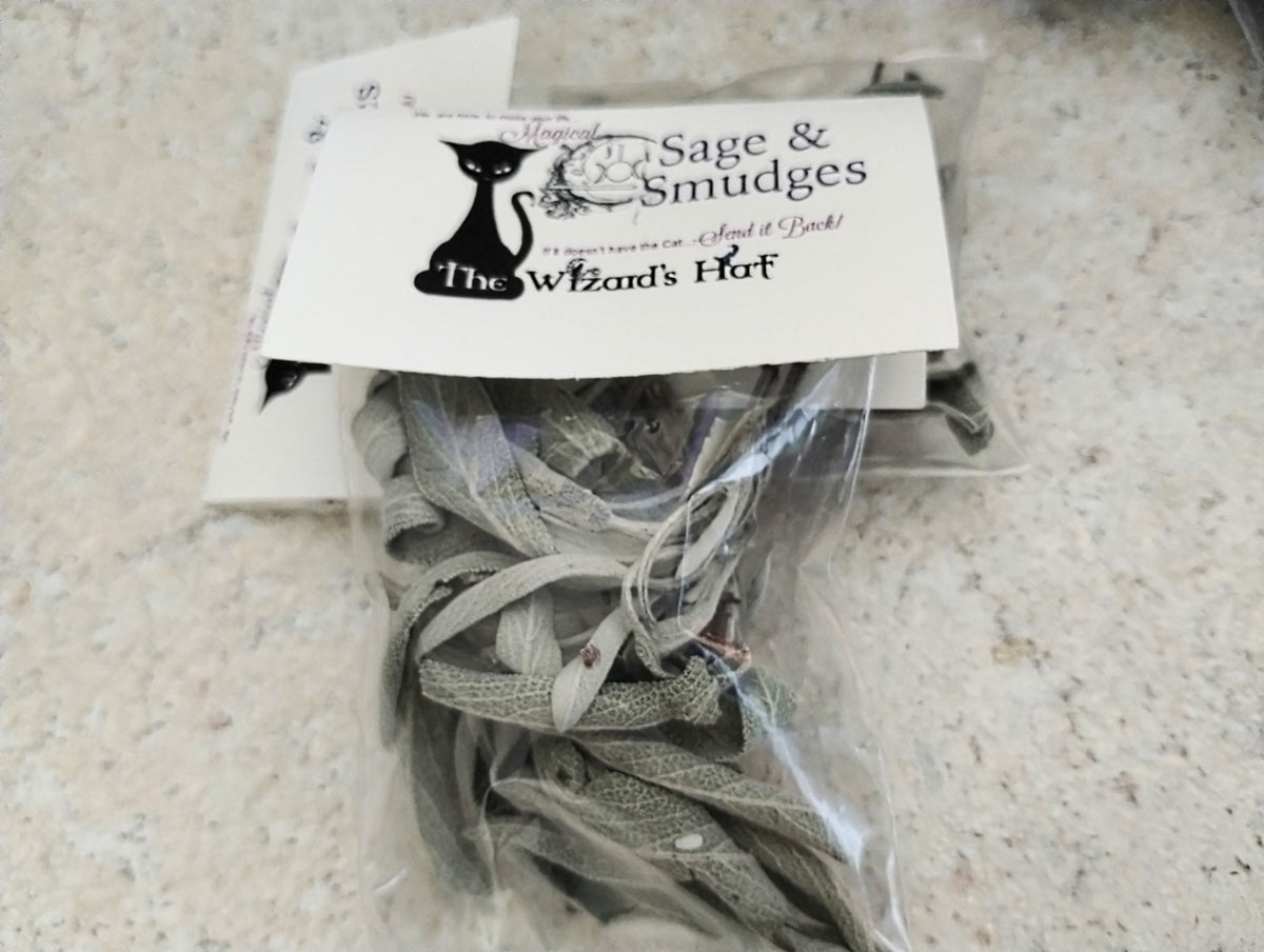 Small bag organic northern White sage leaves/cluster from Pennsylvania