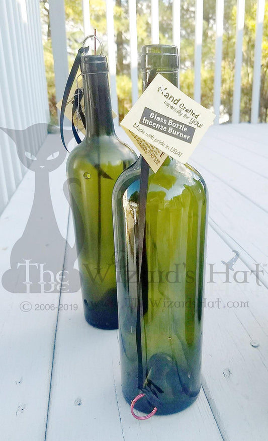Artisanal Tinted Glass Smoking Incense Burner Bottle