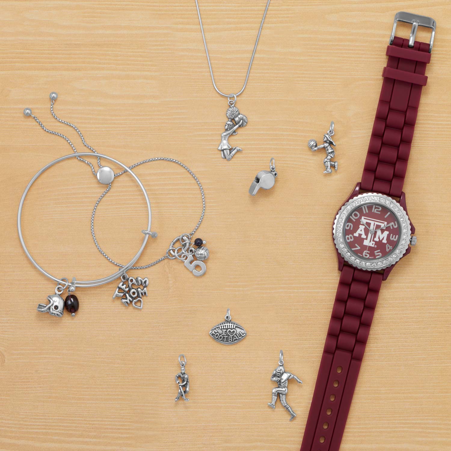 Oxidized "I Love Football" Charm