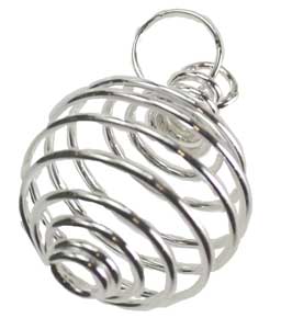 1" Silver Plated cage for Crystals, necklace options available, stones sold separately.
