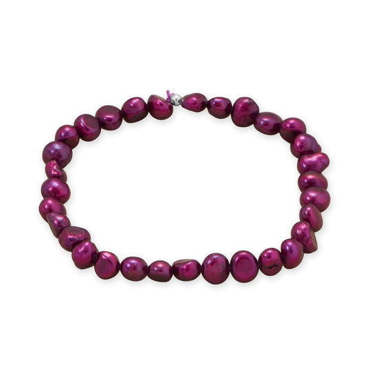 Plum Cultured Freshwater Pearl Stretch Bracelet