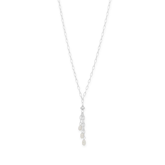 16" Crinkly Cultured Freshwater Pearl and Triple Paperclip Chain Drop Necklace