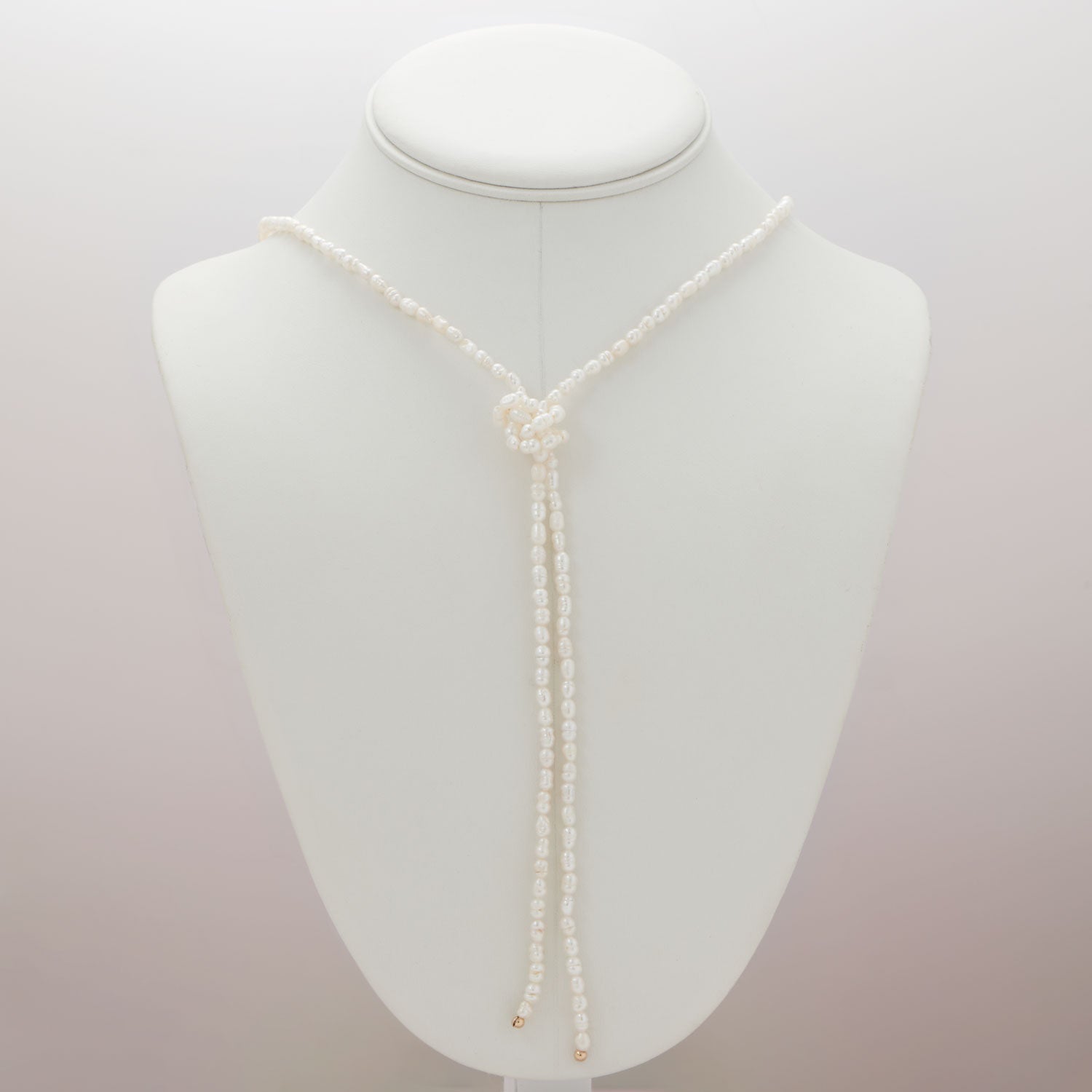 24" 14/20 Gold Filled Two Strand Cultured Freshwater Rice Pearl Lariat Necklace