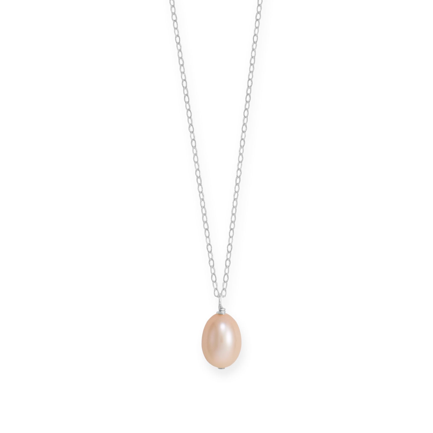 16" + 2" Natural Color Cultured Freshwater Rice Pearl Necklace