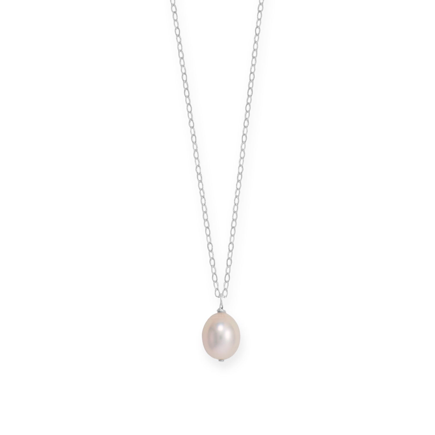 16" + 2" Natural Color Cultured Freshwater Rice Pearl Necklace