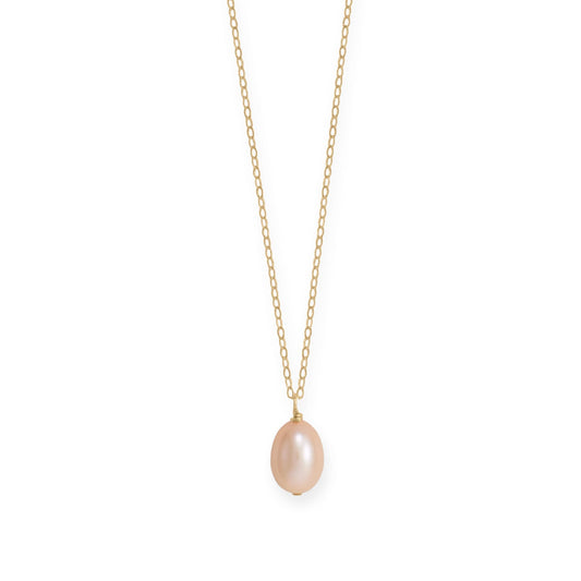16" + 2" 14/20 Gold Filled Natural Color Cultured Freshwater Rice Pearl Necklace