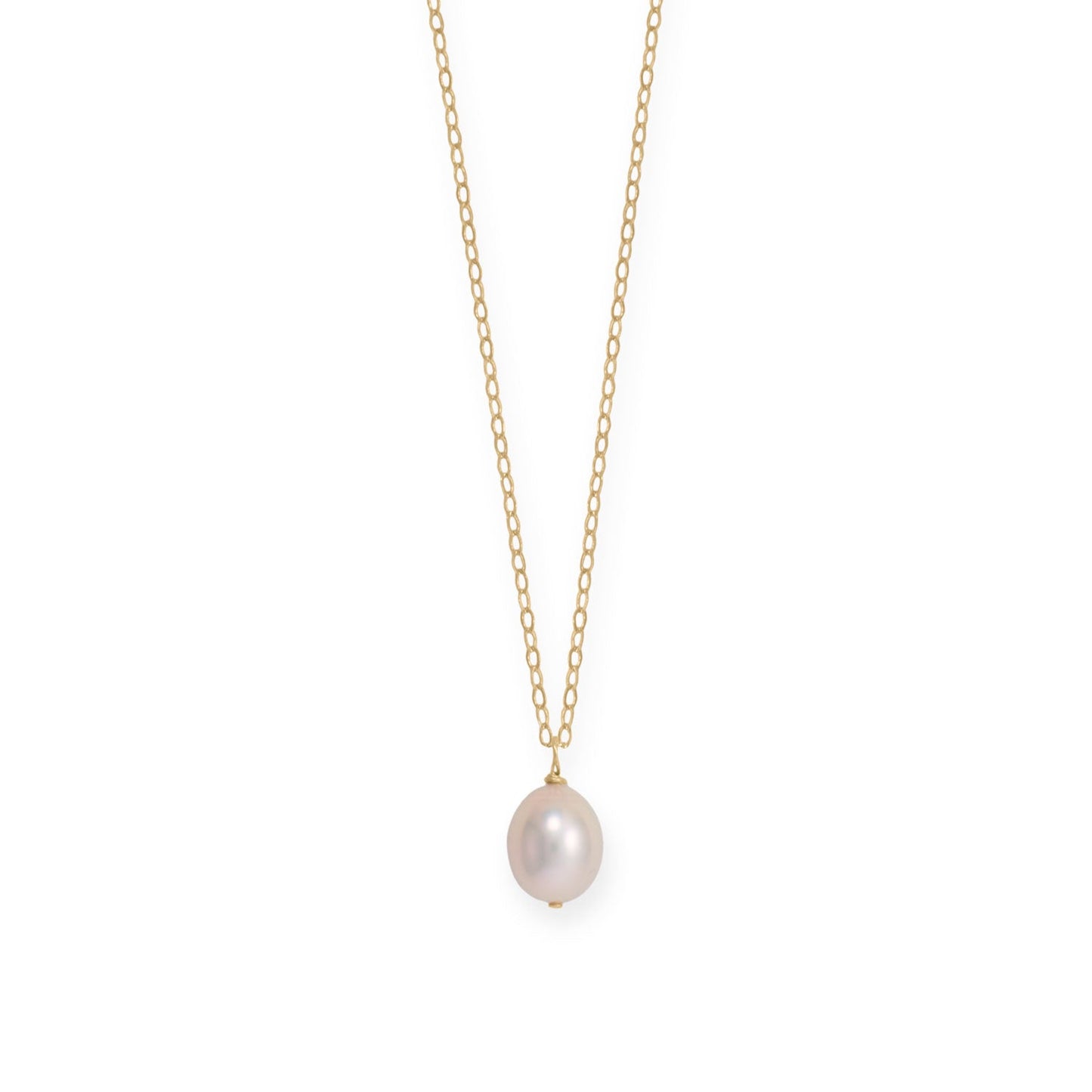 16" + 2" 14/20 Gold Filled Natural Color Cultured Freshwater Rice Pearl Necklace