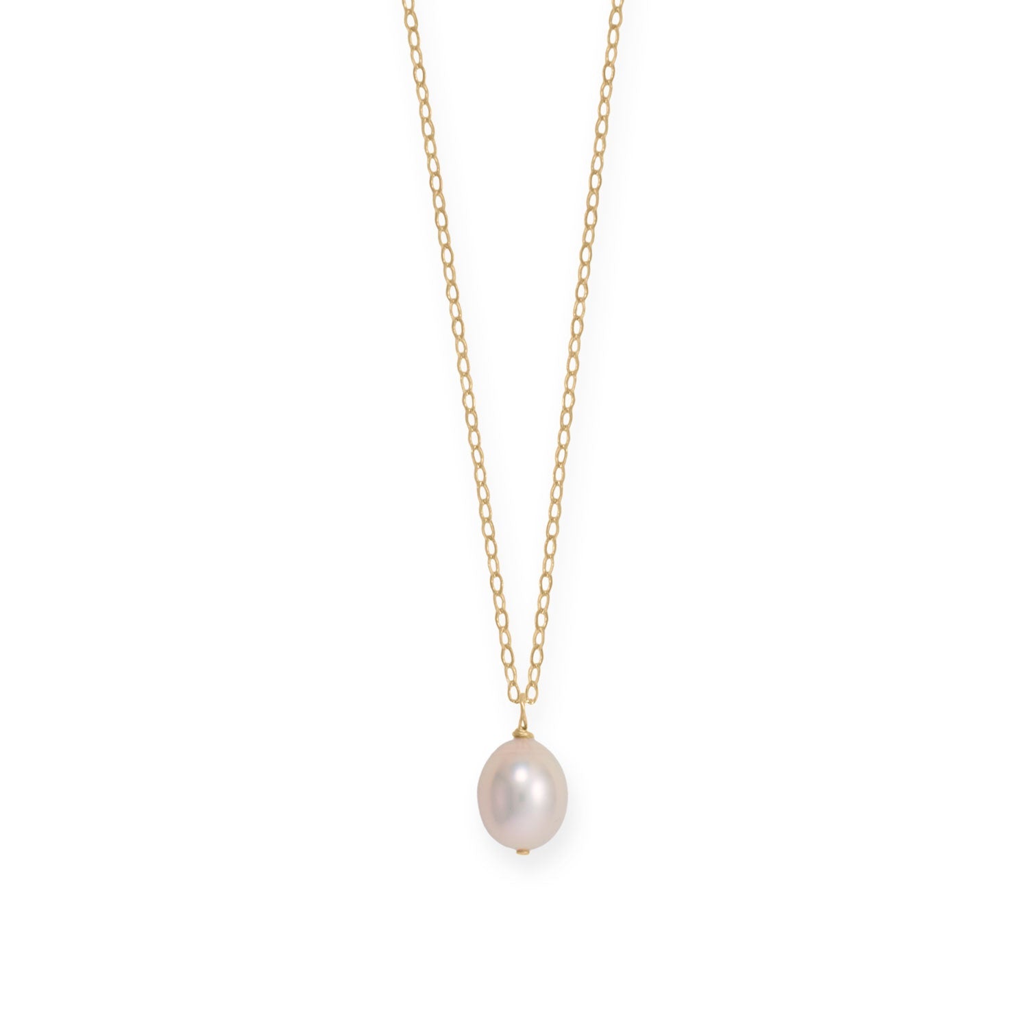 16" + 2" 14/20 Gold Filled Natural Color Cultured Freshwater Rice Pearl Necklace