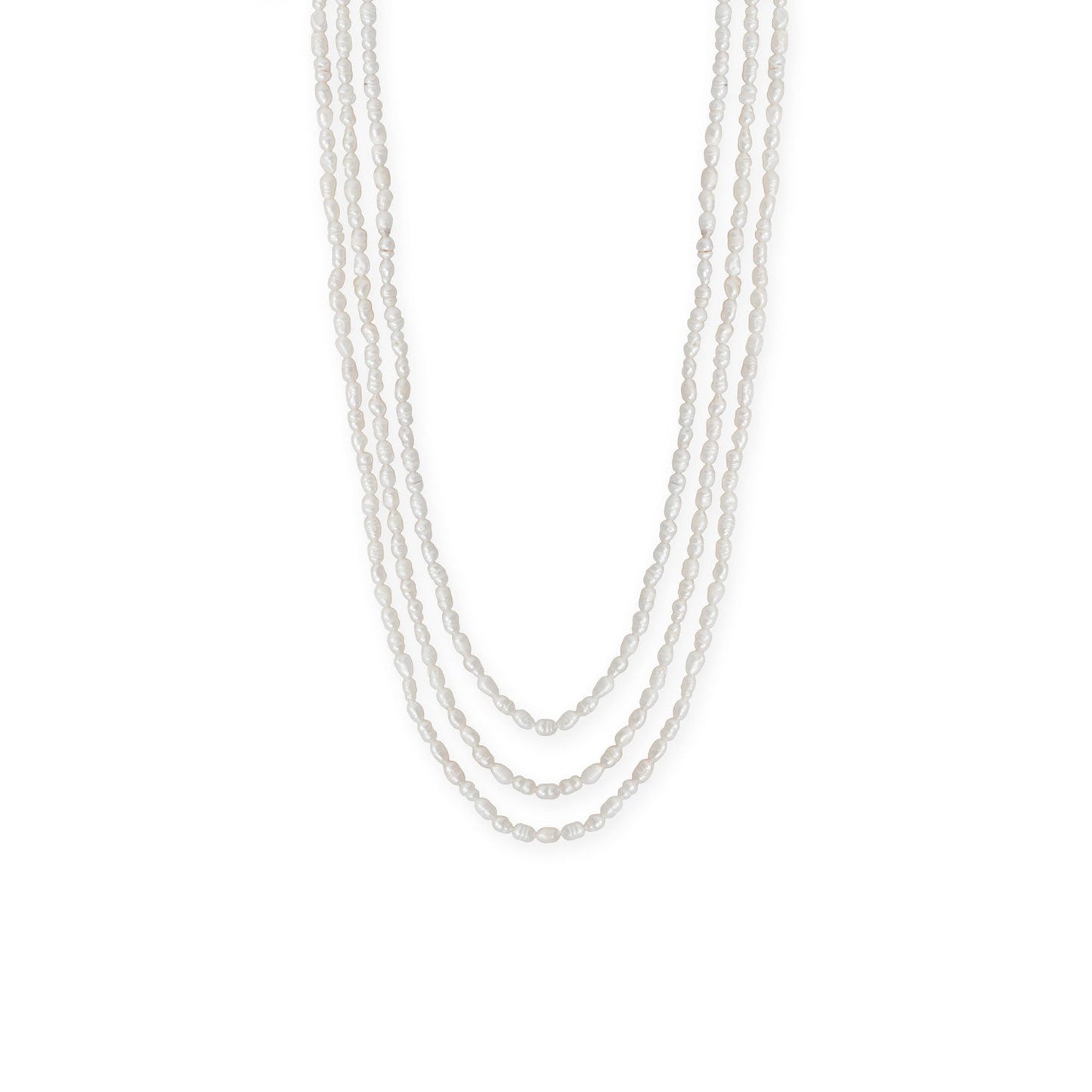 15" + 3" 14/20 Gold Filled Three Strand Cultured Freshwater Rice Pearl Necklace
