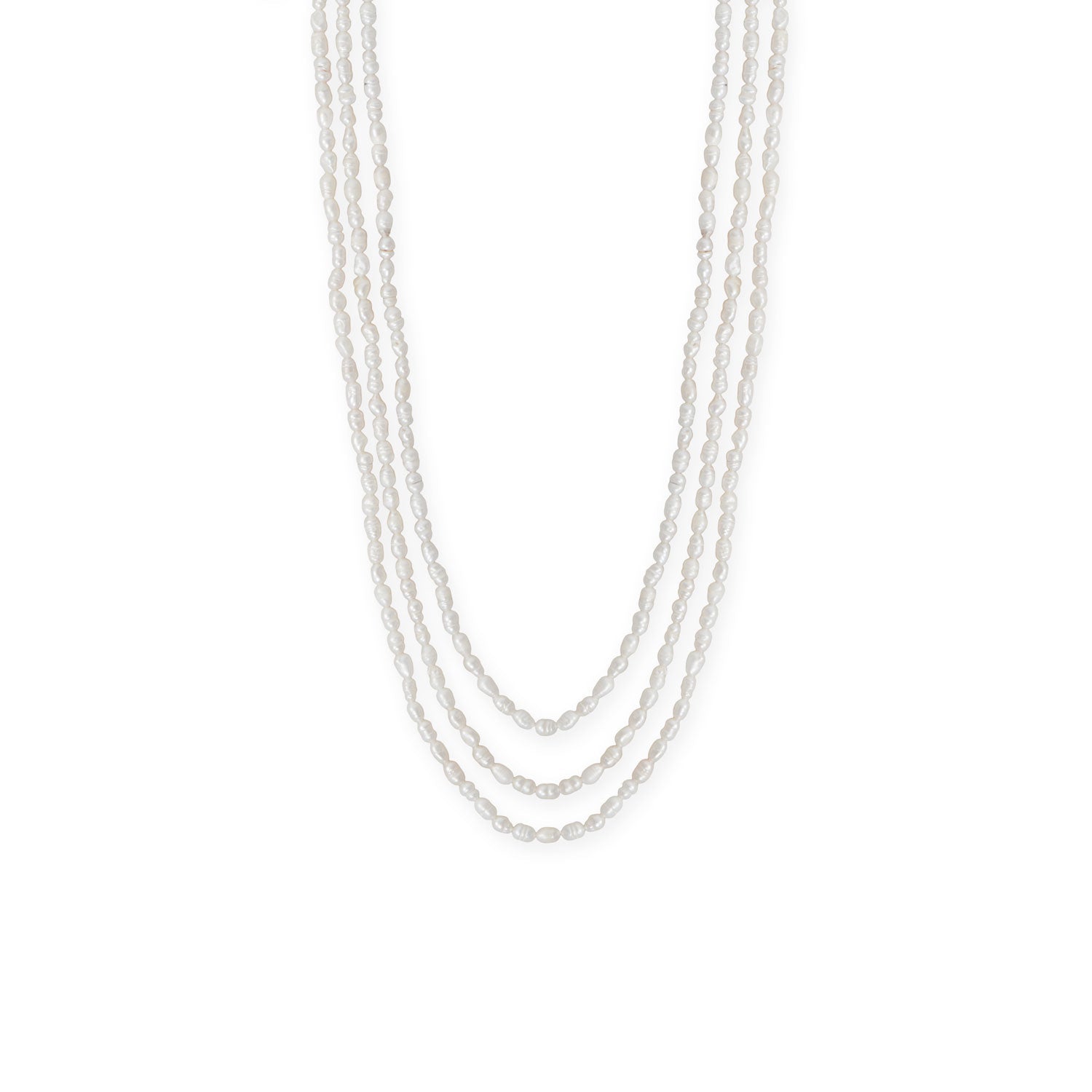 15" + 3" 14/20 Gold Filled Three Strand Cultured Freshwater Rice Pearl Necklace