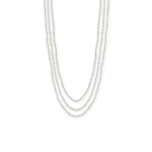 15" + 3" 14/20 Gold Filled Three Strand Cultured Freshwater Rice Pearl Necklace