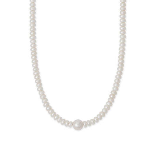 16" + 2" 14/20 Gold Filled Small and Large Cultured Freshwater Pearl Necklace
