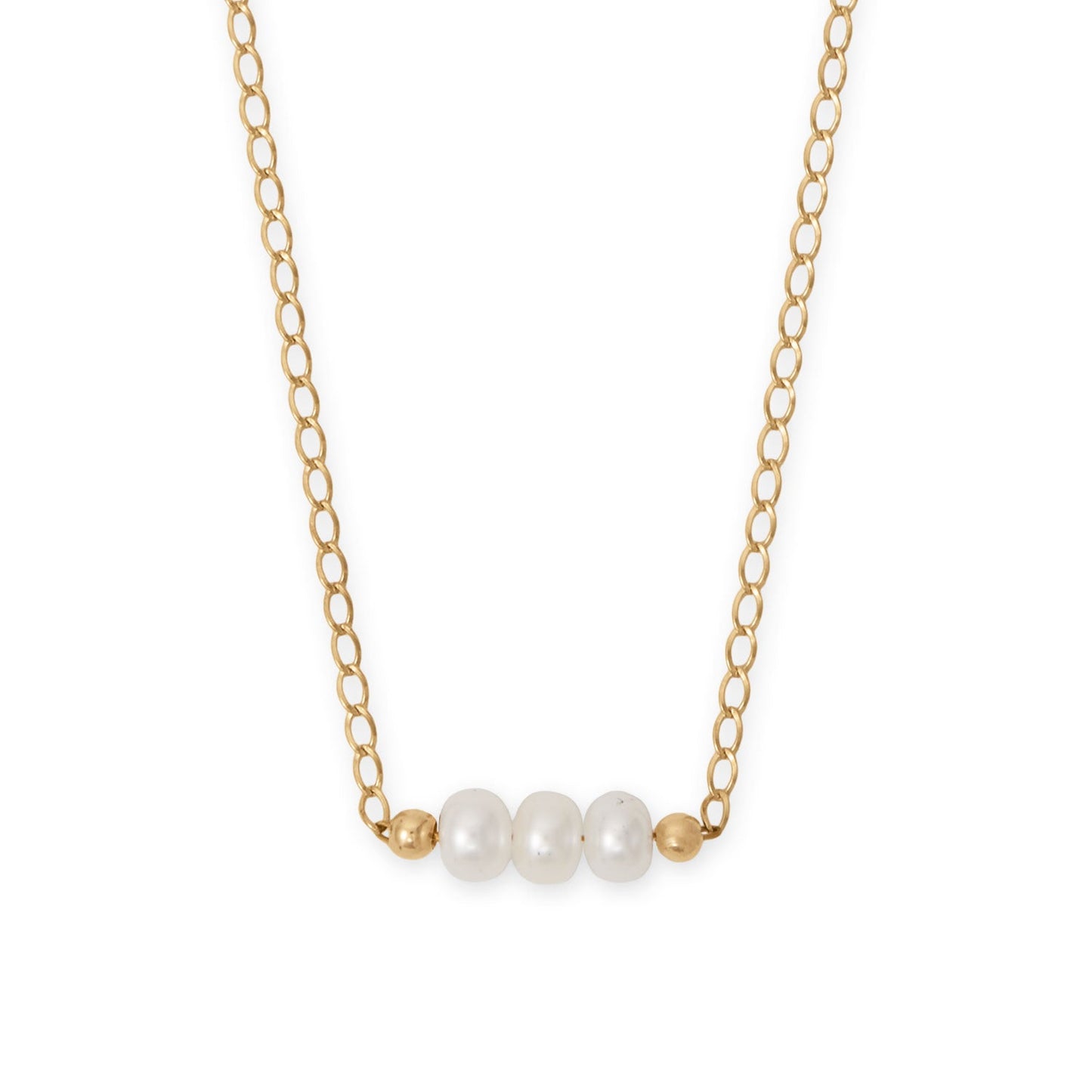 16" + 2" 14/20 Gold Filled Cultured Freshwater Pearl Bar Necklace